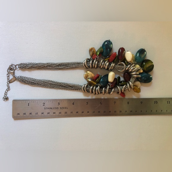 Chunky multi chain with colorful stones necklace NY - Picture 5 of 5